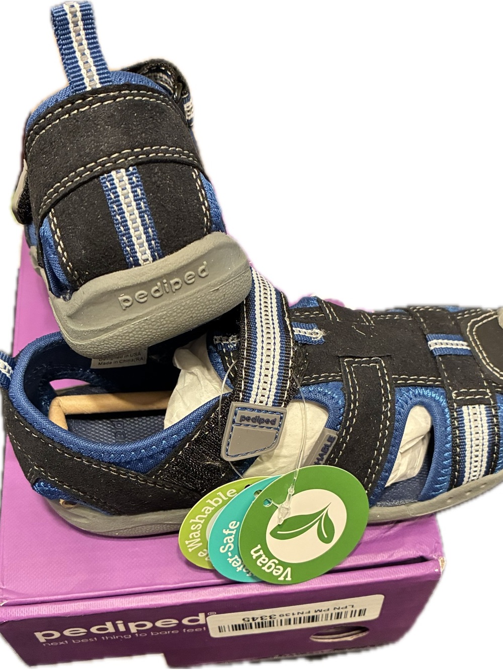 Pediped Kids Flexible Blue and Gray Sport Washable Sandal Size 11-11.5